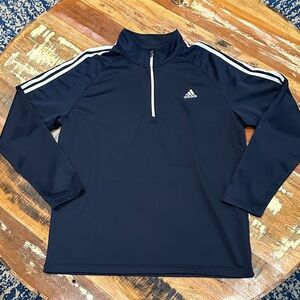 Adidas Dark Blue Quarter-Zip Top with White Stripes